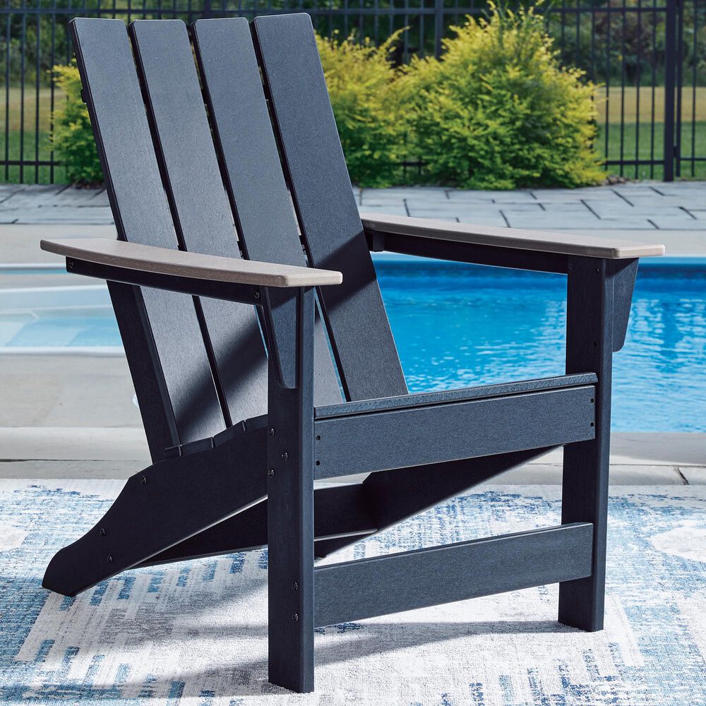 Ashley East Beach Patio Adirondack Chair in Navy Blue and Driftwood, , large
