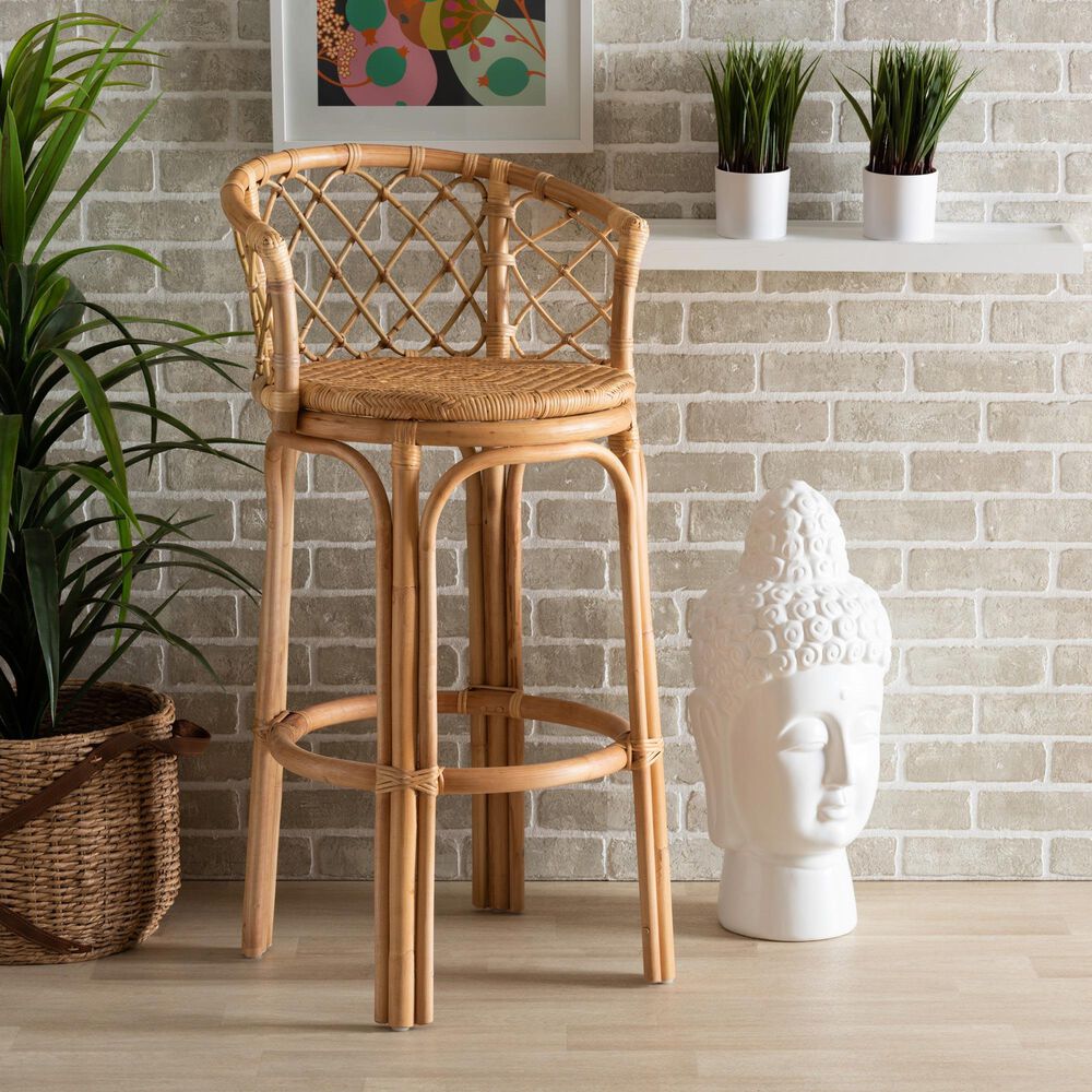 Baxton Studio Orchard Bar Stool in Natural Brown, , large