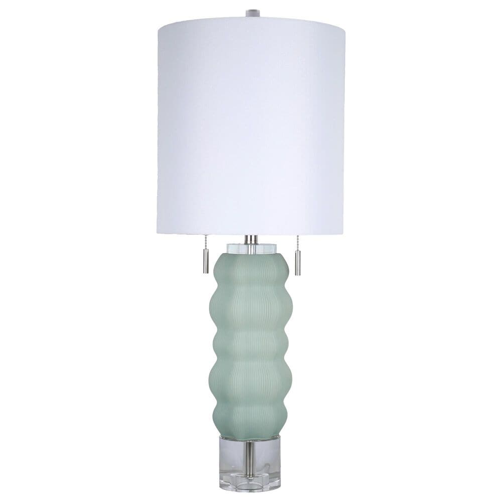 Classy Art Wholesalers Oceanic Wave Glass and Crystal Table Lamp in Mist Blue, , large