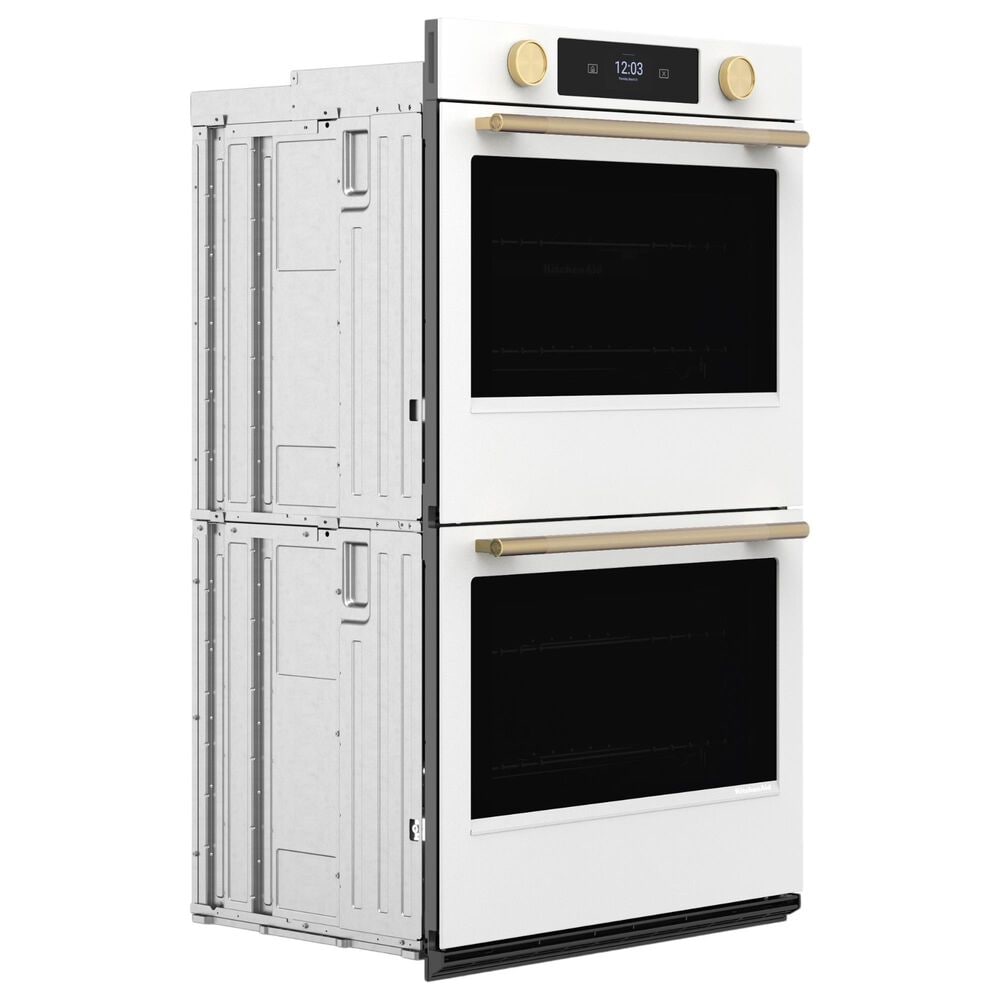 KitchenAid 30" Smart Double Wall Oven with Assisted Cook Cycles in Porcelain White, , large