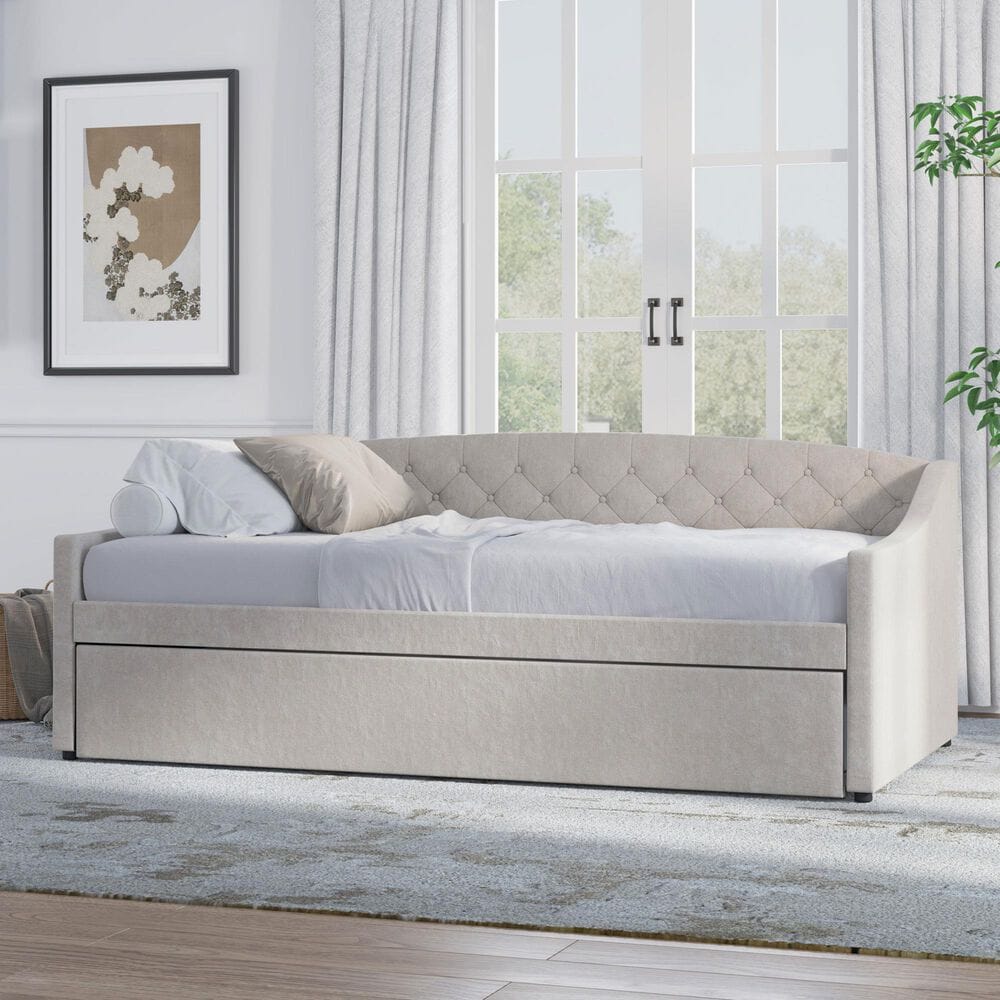 The Monday Company Zoey Upholstered Daybed with Trundle in Beige, , large