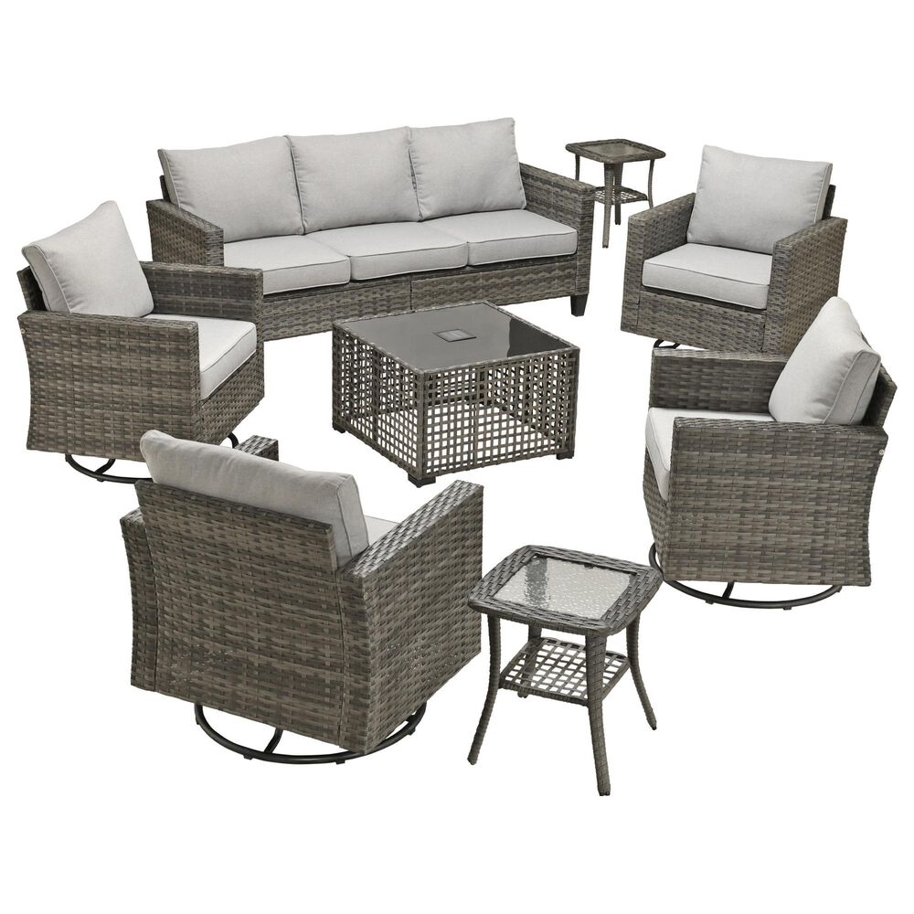 HOMLUX 8-Piece Outdoor Patio Furniture Set in Grey, , large