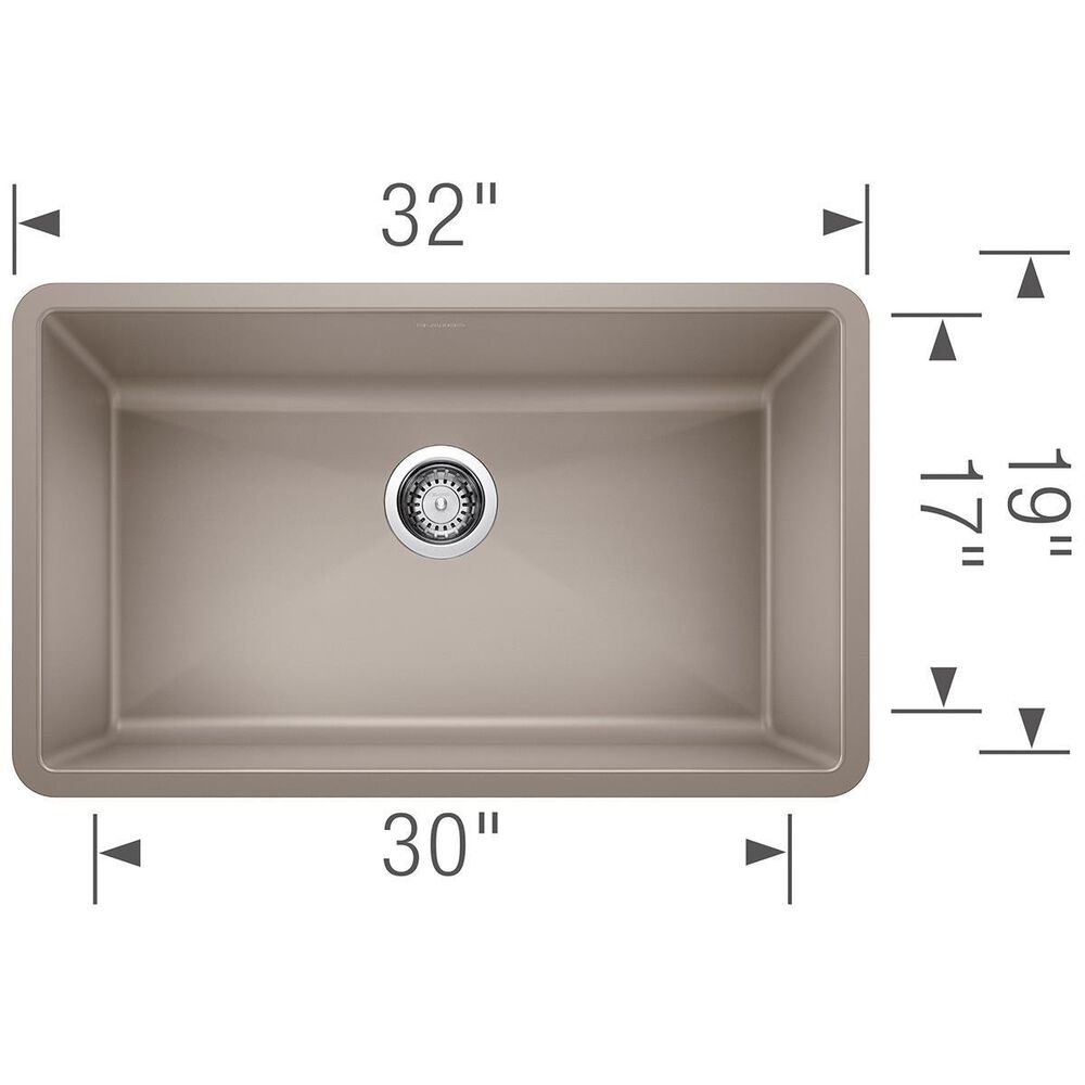 Blanco Precis 32&quot; Super Single Bowl Kitchen Sink in Truffle, , large