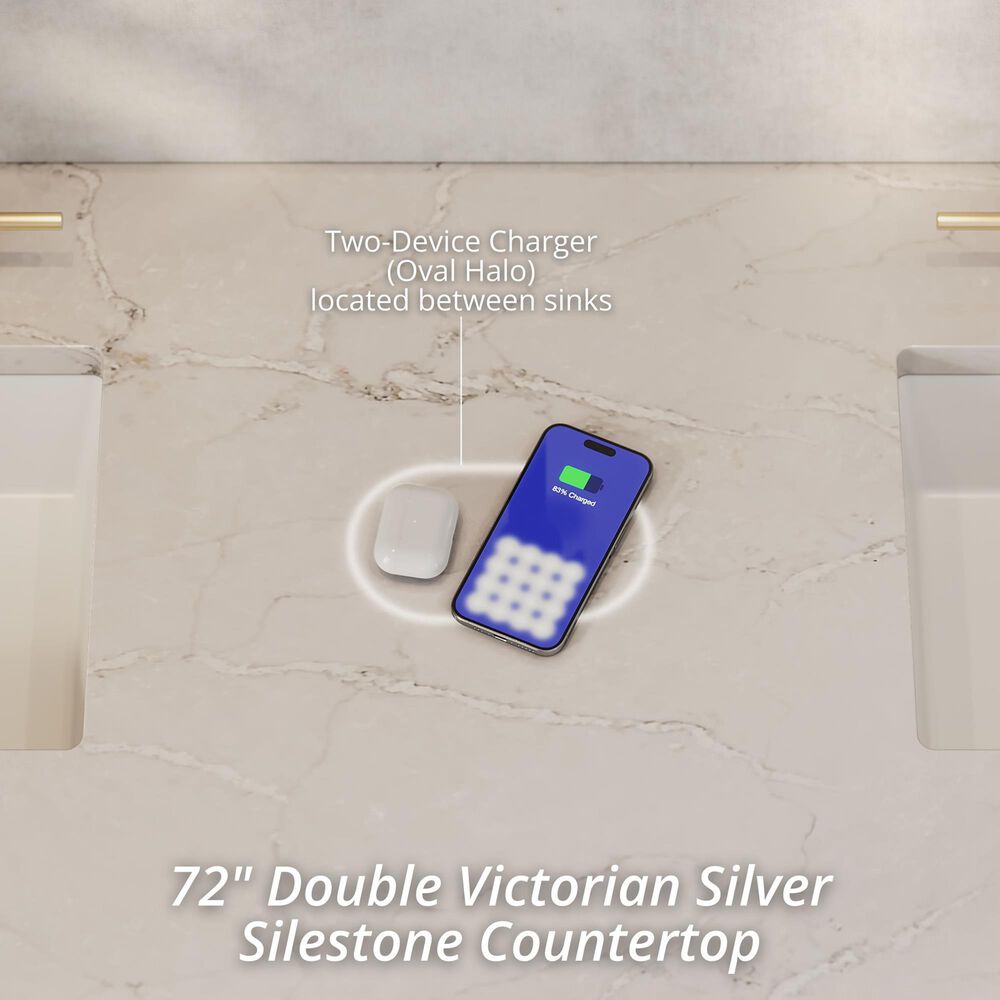 James Martin Vanities Breckenridge 72" Double Bathroom Vanity in Bright White with 3 cm Eternal Jasmine Pearl Silestone Top, Rectangular Sinks and FreePower Wireless Charger, , large