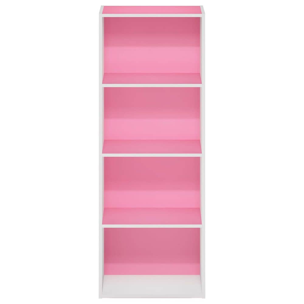HOMLUX 4-Tier Open Shelf Bookcase in Pink and White, , large