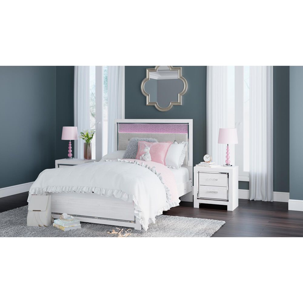 Ashley Altyra 5 Piece Full Panel Bedroom Set in White with LED Headboard, , large