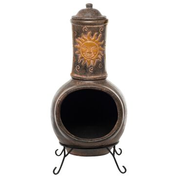 Alfresco Home Jumbo Sunface Chiminea in Cafe Tierra and Ochre, , large