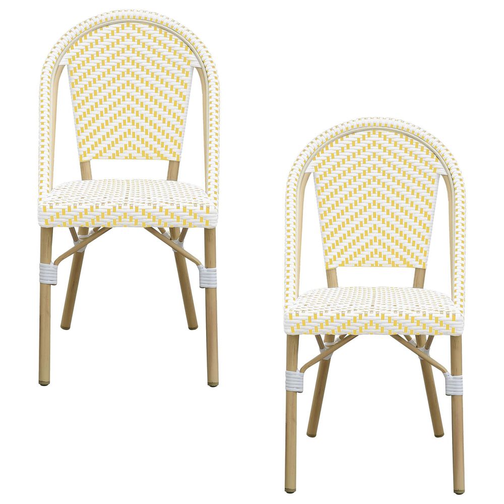 Furniture of America Toby Patio Side Chair in Yellow/White &#40;Set of 2&#41;, , large