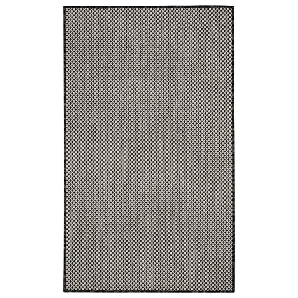 Nourison Courtyard Black and White 3" x 5" Indoor/Outdoor Area Rug, , large