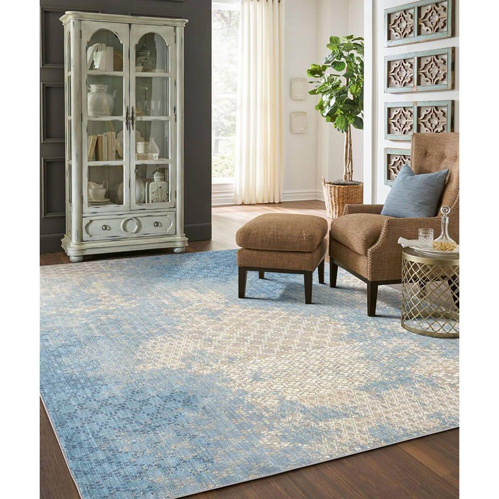 Karastan Elements Mesmerize 91213-60110 9&#39;6&quot; x 12&#39;11&quot; Aqua Area Rug, , large