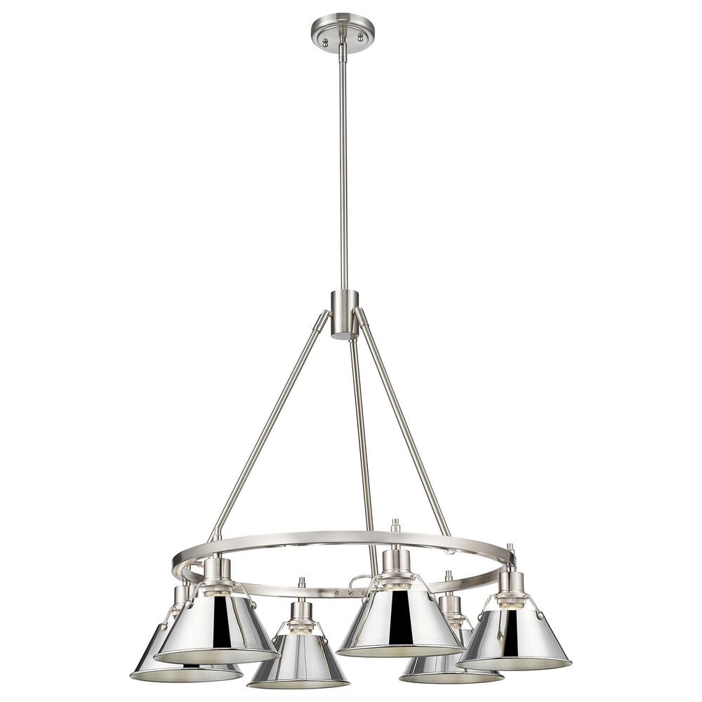 Golden Lighting Orwell 6-Light Chandelier with Chrome Shade in Pewter, , large