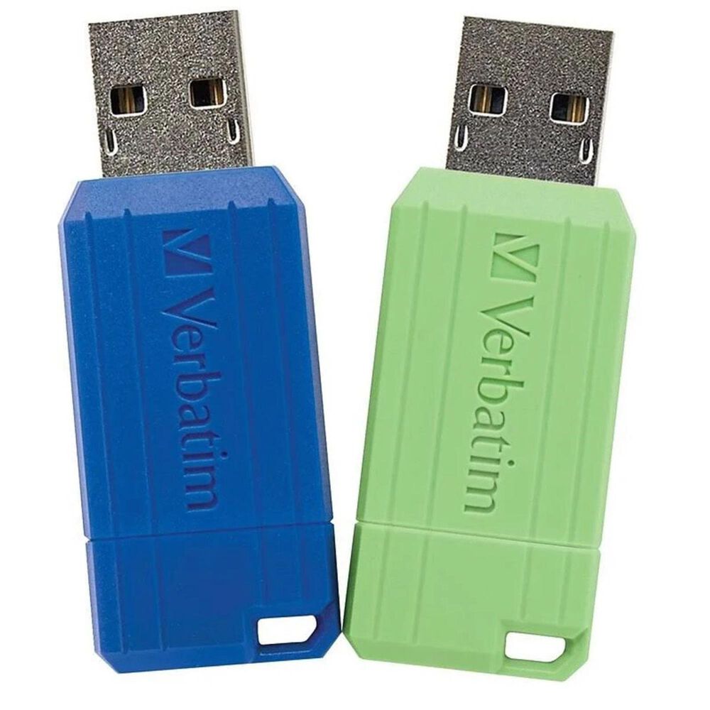 Verbatim 16GB PinStripe USB Flash Drive 2-Pack in Blue and Green, , large