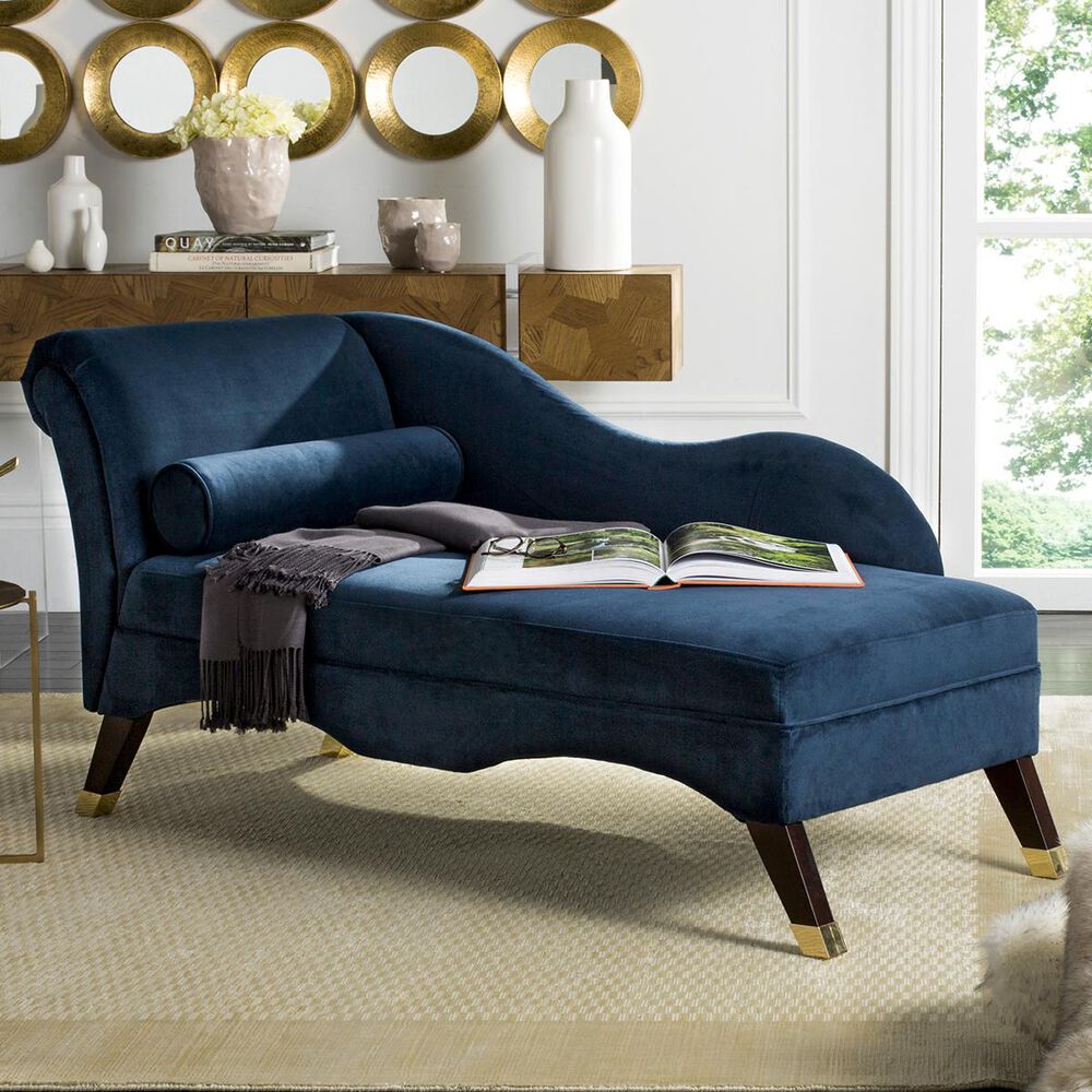Safavieh Caiden Chaise with Pillow in Navy, , large