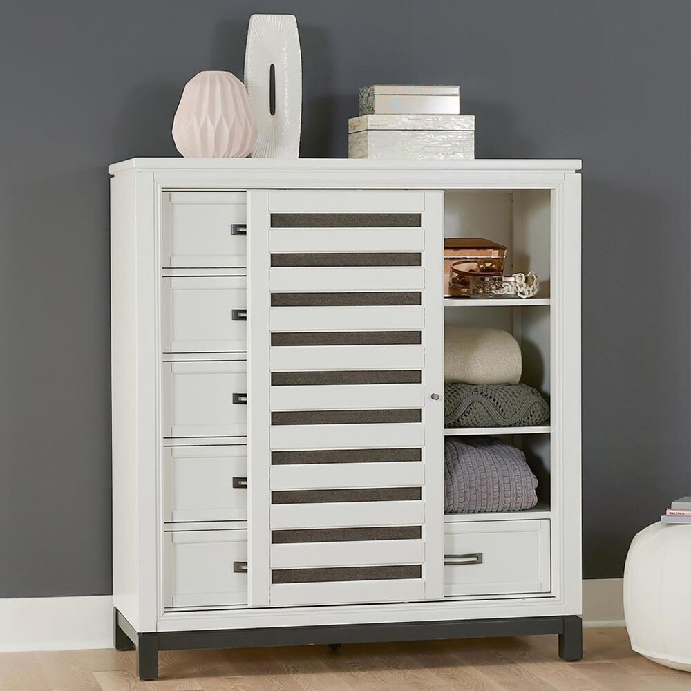 Riva Ridge Hyde Park 6-Drawer Sliding Door Chest in White, , large
