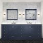 Lexora Home Dukes 84" Double Bathroom Vanity in Navy Blue with 2 cm White Cultured Marble Top and Rectangular Sinks, , large