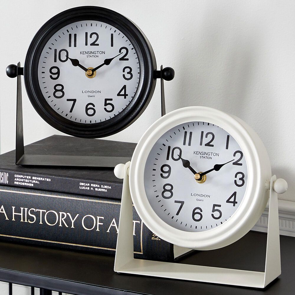 Maple and Jade 8&quot; Clock in Black and White &#40;Set of 2&#41;, , large