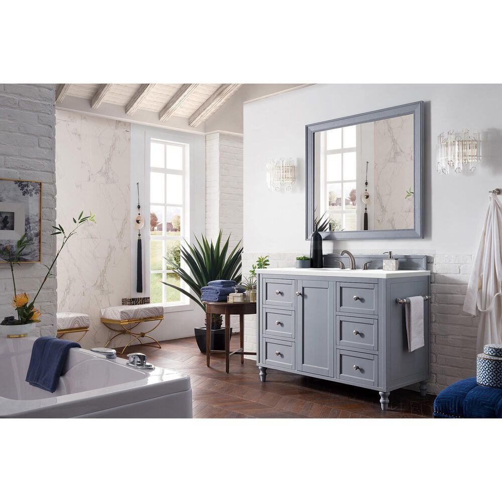 James Martin Vanities Copper Cove Encore 48" Single Bathroom Vanity in Silver Gray with 3 cm White Zeus Quartz Top and Rectangular Sink, , large