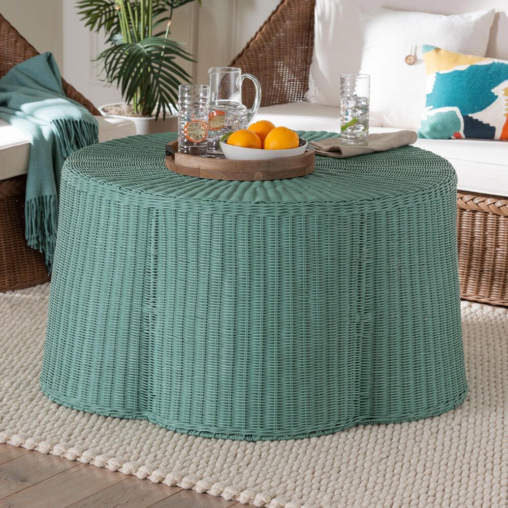 Baxton Studio Palm Coffee Table in Seafoam Green, , large