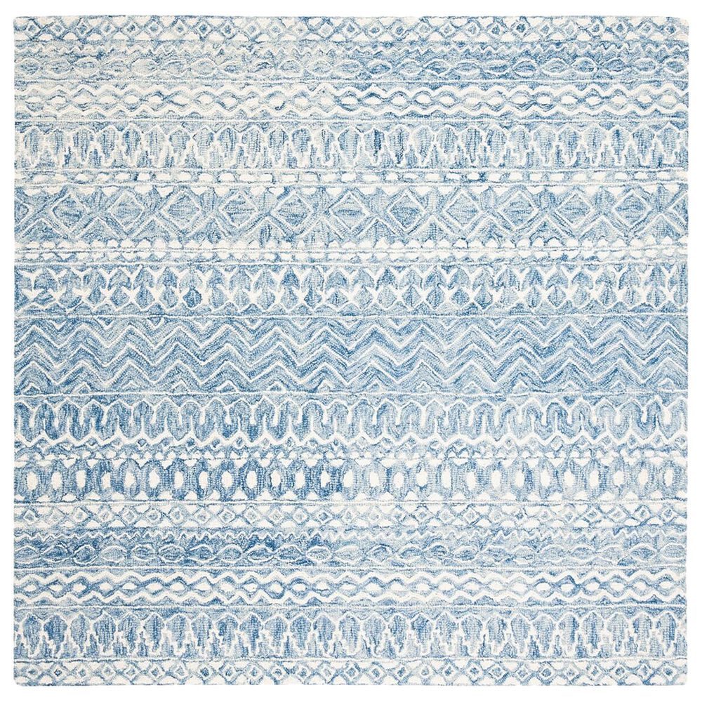 Safavieh Micro-Loop MLP502M 7" Square Blue and Ivory Area Rug, , large