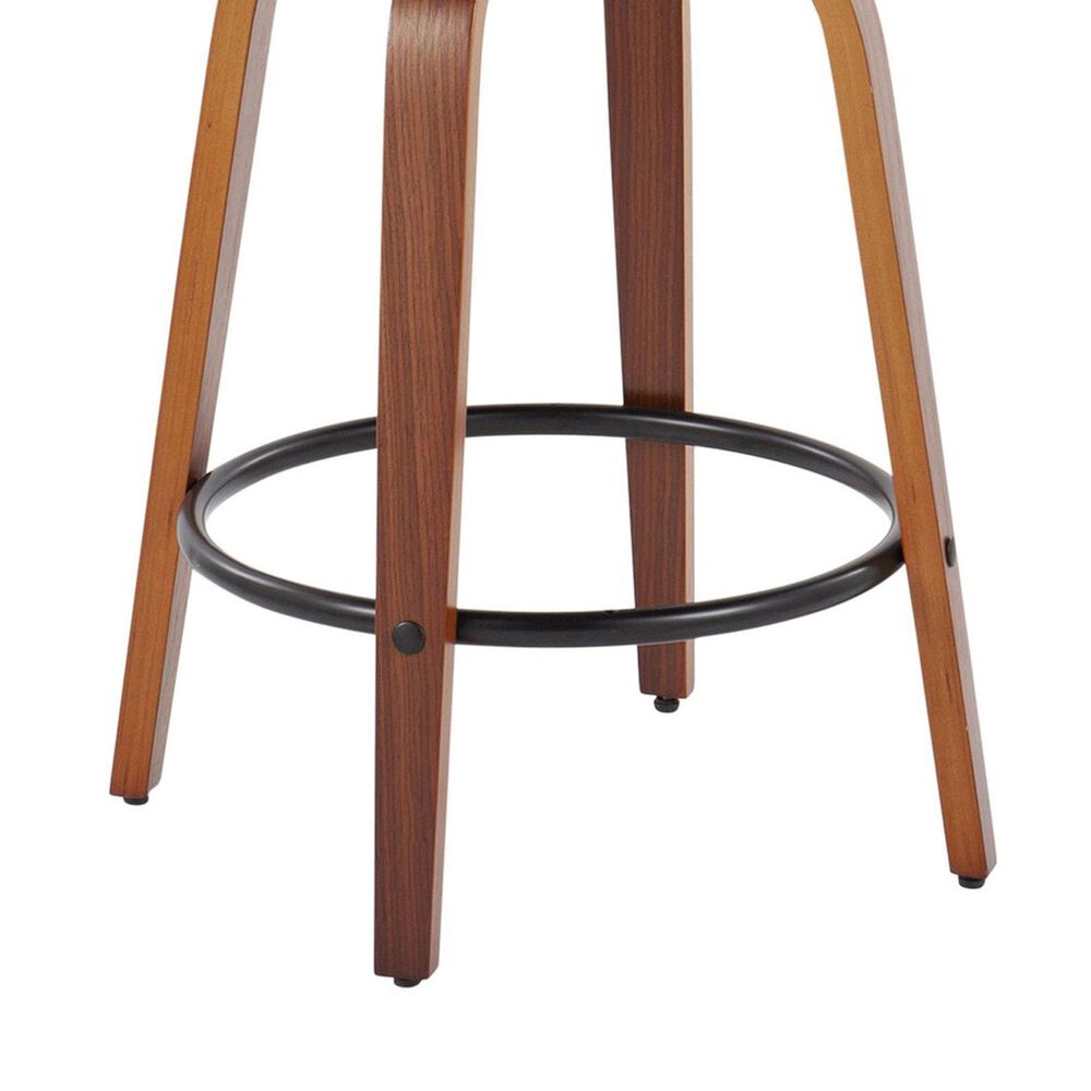 LumiSource Symphony 26" Swivel Counter Stool with Grey Upholstery in Walnut and Black (Set of 2), , large