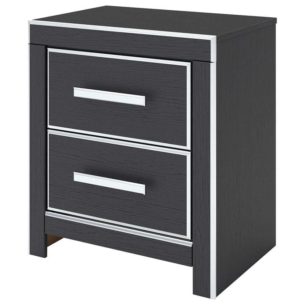 Ashley Zuraleus 2-Drawer Night Stand in Matte Black and Chrome, , large