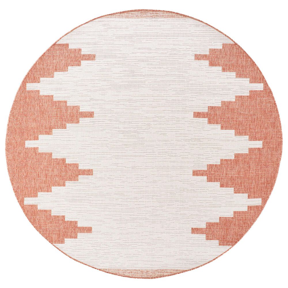 Surya Eagean EAG-2436 Rust, Ivory, Dusty Pink and Dusty Coral 5&#39;3&quot; Round Indoor/Outdoor Area Rug, , large