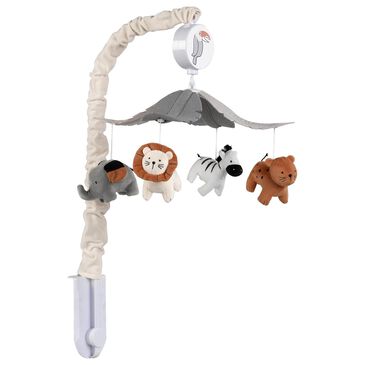 Lambs and Ivy Patchwork Jungle Musical Baby Crib Mobile in Cream, Rust, White, Black and Gray, , large