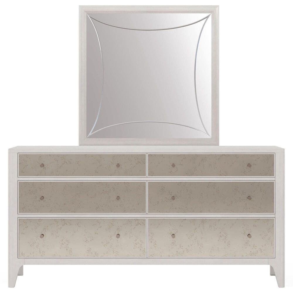 Vantage Mezzanine Mirrored 6 Drawer Dresser and Mirror in Dove Gray, , large