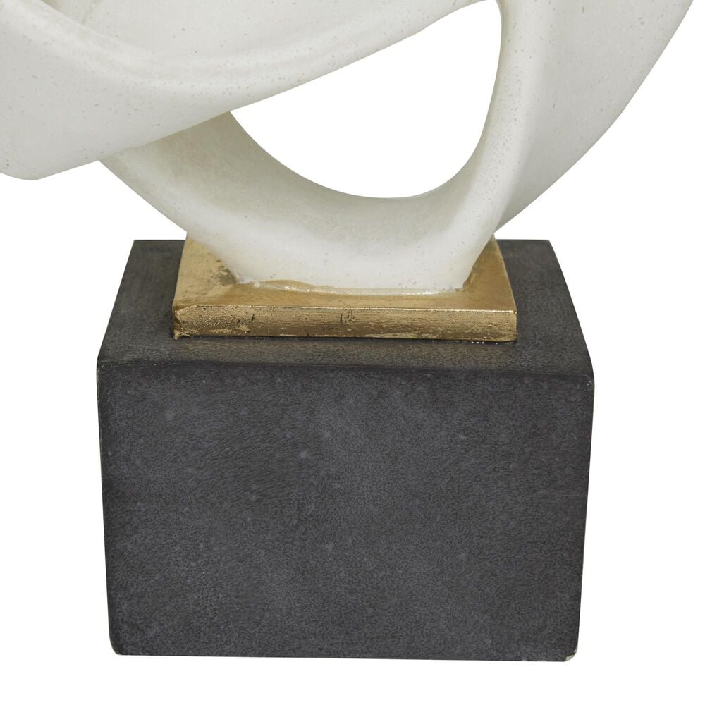 Maple and Jade 17&quot; Decorative Sculpture in Matte White and Black, , large
