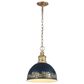 Golden Lighting Alison 1-Light Pendant with Antique Matte Navy Shade in Vintage Gold, , large