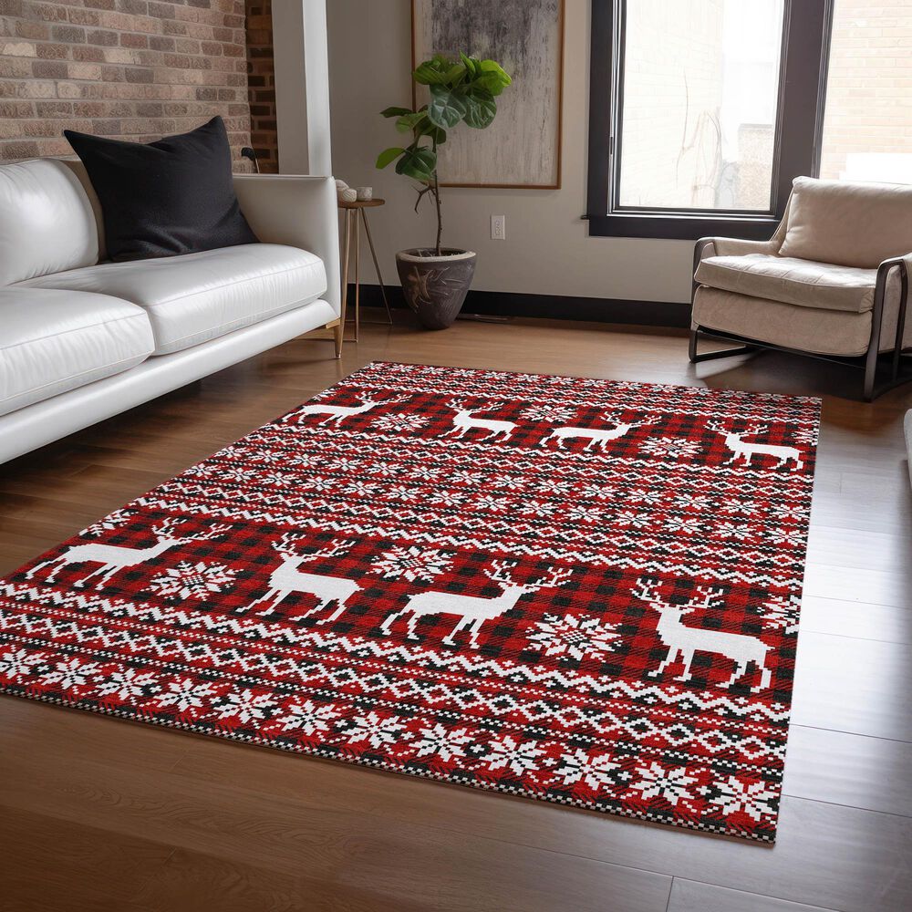 Dalyn Rug Company Wonderland WN28 3&#39; x 5&#39; Red Indoor/Outdoor Area Rug, , large