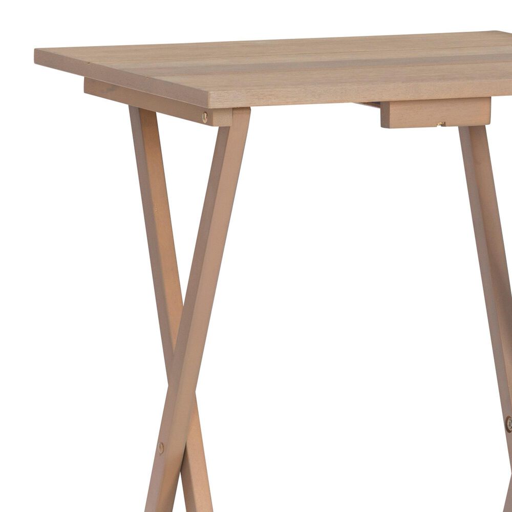 Linon Home Decor Acacia Folding TV Tray Table Set with Stand in Natural (Set of 4), , large