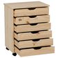 Linon Home Decor Cary 6-Drawer Wide Rolling Cart in Unfinished, , large