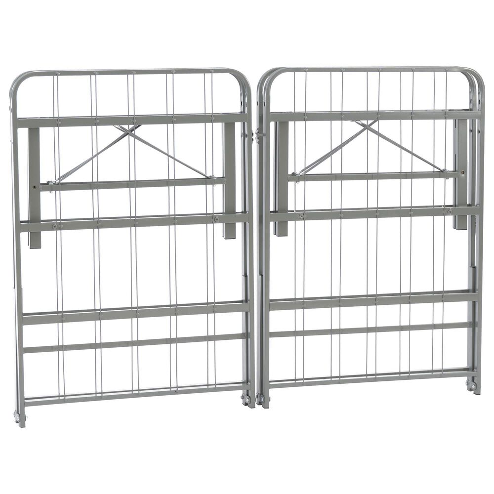 Linon Home Decor Franson Full Folding Platform Bed Frame in Dark Pewter, , large