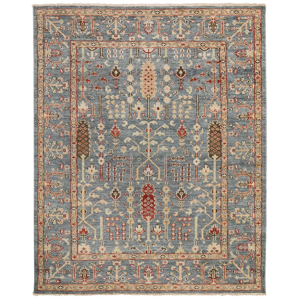 Feizy Carrington Blue and Rust 5&#39;6&quot; x 8&#39;6&quot; Area Rug, , large