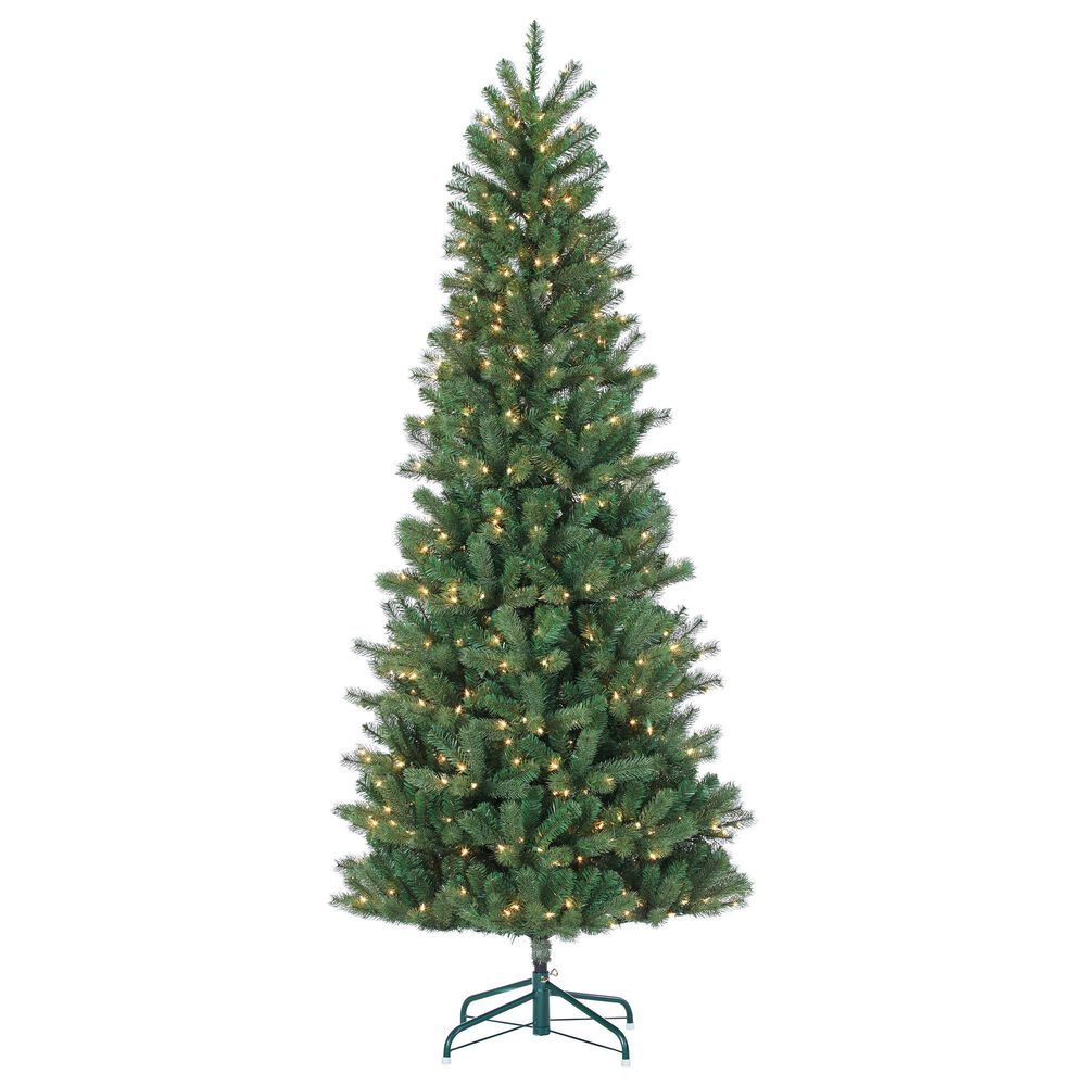 The Gerson Company 7.5" Montgomery Pine Artificial Christmas Tree with Clear Lights in Green, , large