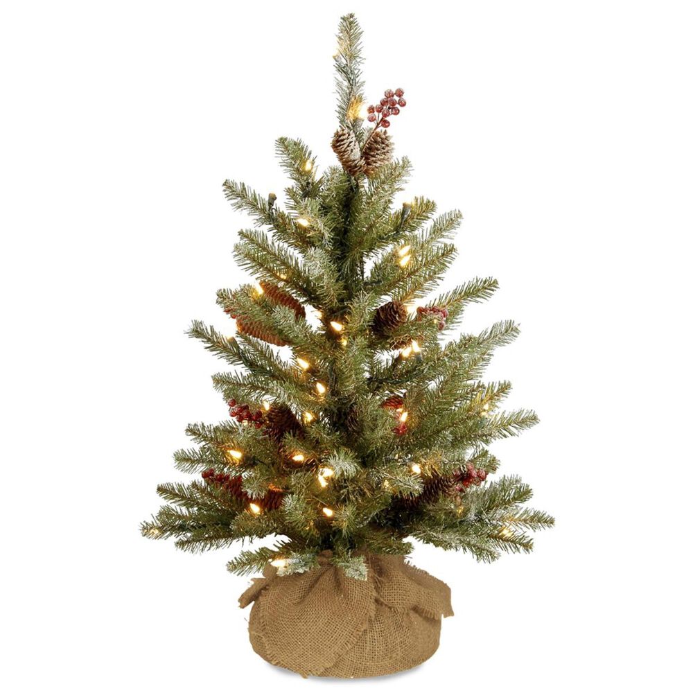 National Tree 2" Dunhill Fir Tree with Battery Operated Warm White LED Lights, , large