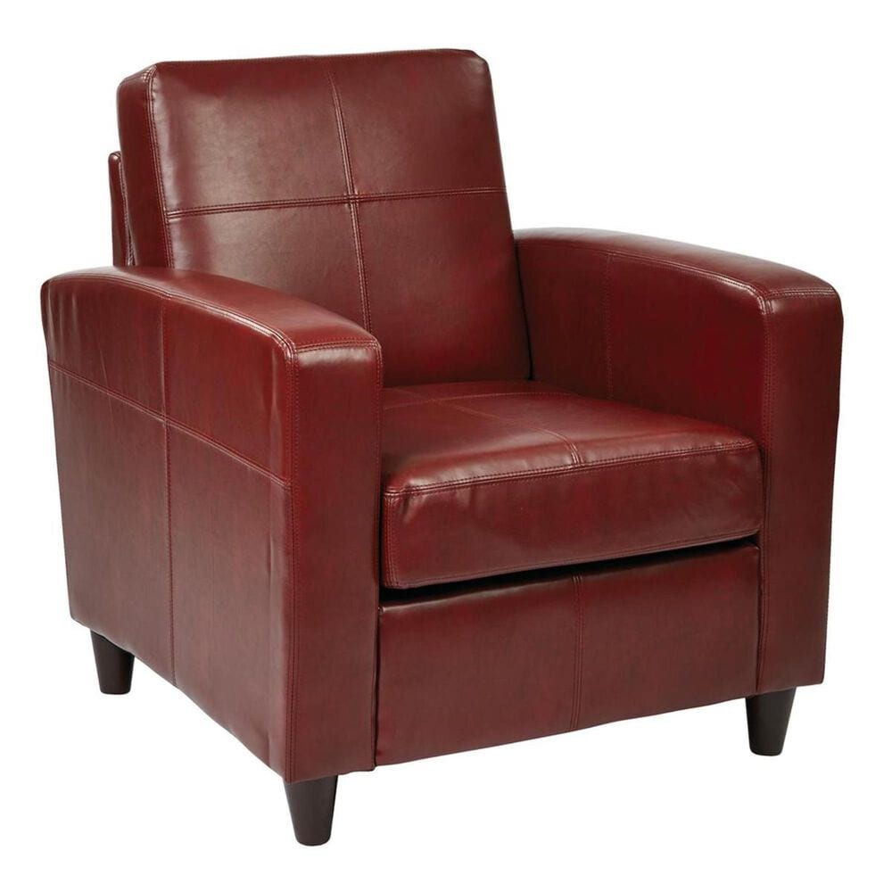 OSP Home Ave Six Venus Club Chair in Crimson Red Bonded Leather, , large