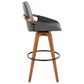 Lumisource Cosmo Swivel Barstool with Dark Gray Cushion in Walnut and Black, , large