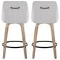 LumiSource Hannah Swivel Counter Stool with Grey Fabric Upholstery in Whitewashed and Black (Set of 2), , large