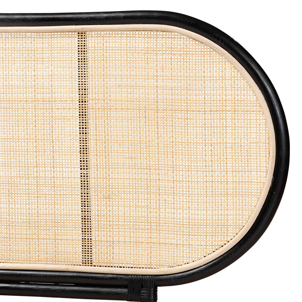 Baxton Studio Reegan Queen Panel Headboard in Black and Natural Brown, , large