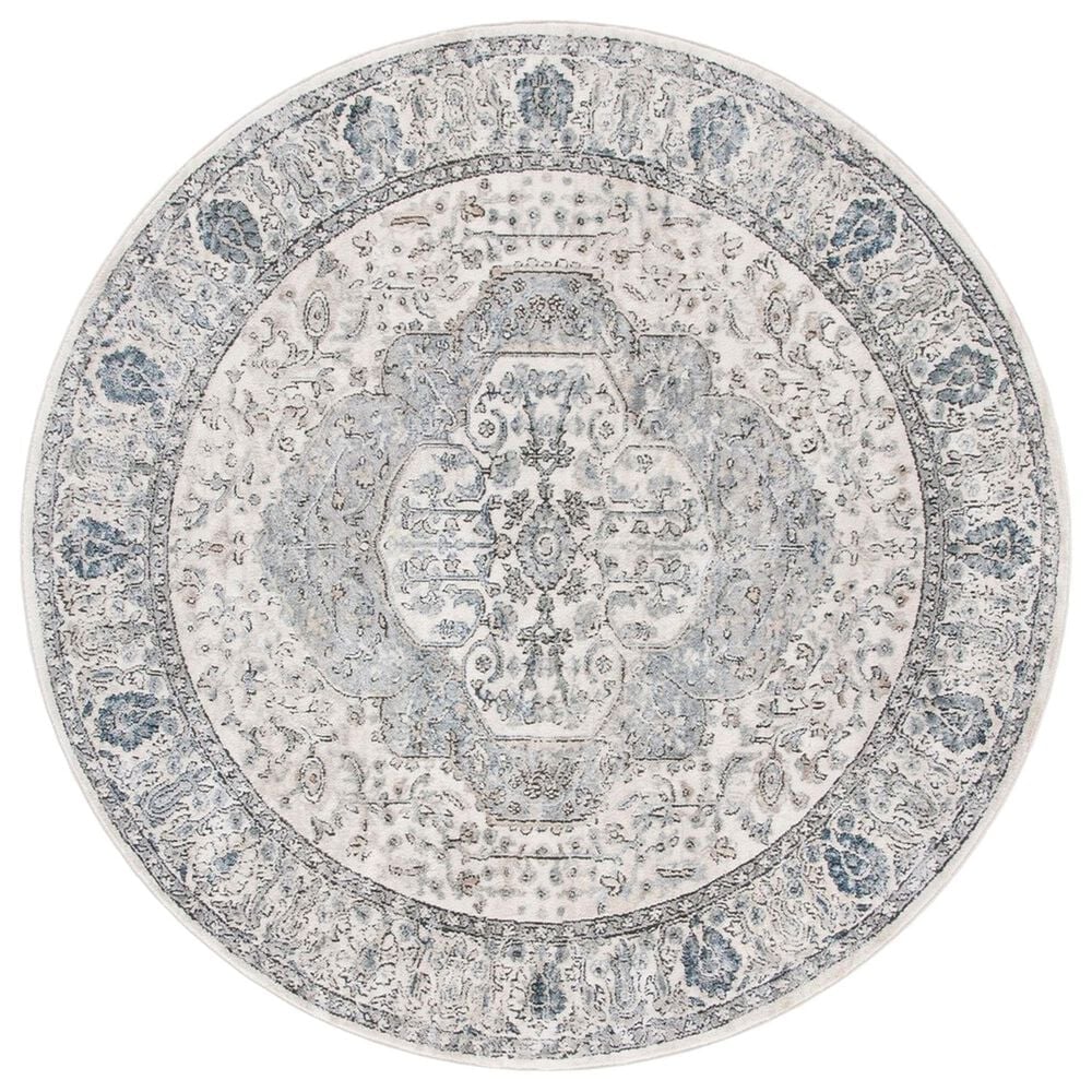 Safavieh Oregon 6"7" Round Ivory and Grey Area Rug, , large