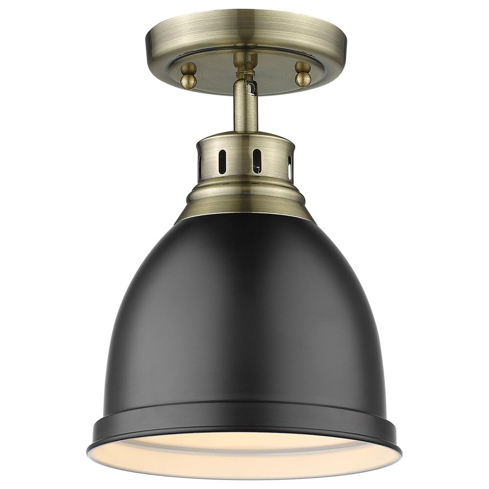 Golden Lighting Duncan Flush Mount in Aged Brass and Matte Black, , large