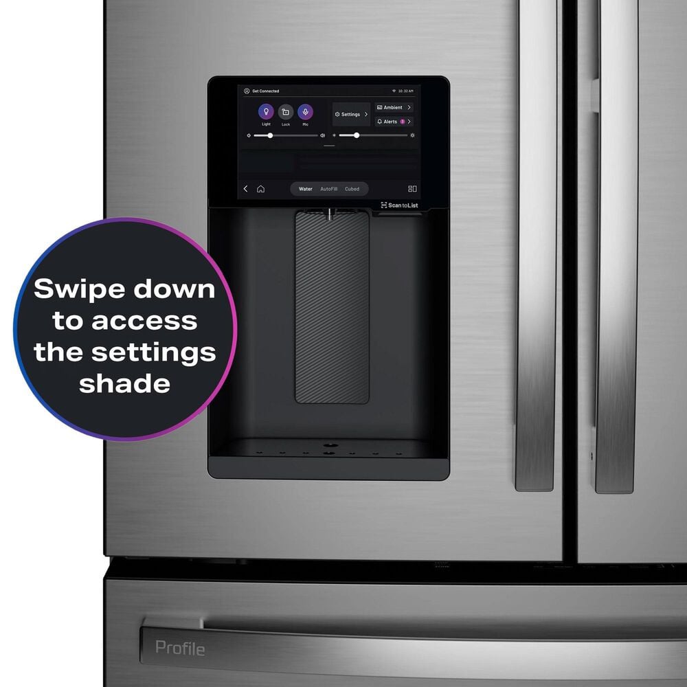 GE Profile 22.4 Cu. Ft. Smart Counter-Depth 4-Door French-Door Refrigerator with Kitchen Assistant in Fingerprint Resistant Stainless Steel, , large