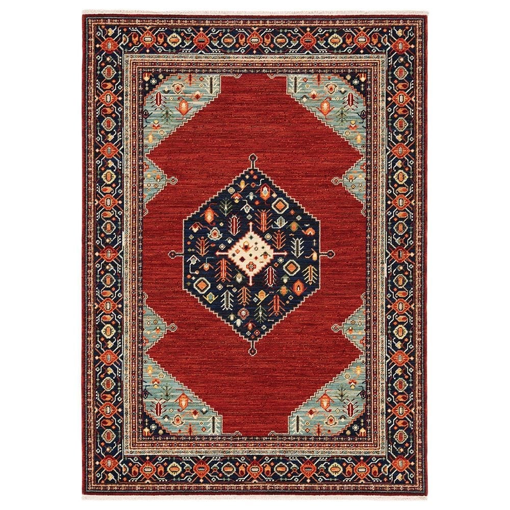 Oriental Weavers Lilihan Medallion 5503M 2"6" x 12" Red and Blue Runner, , large