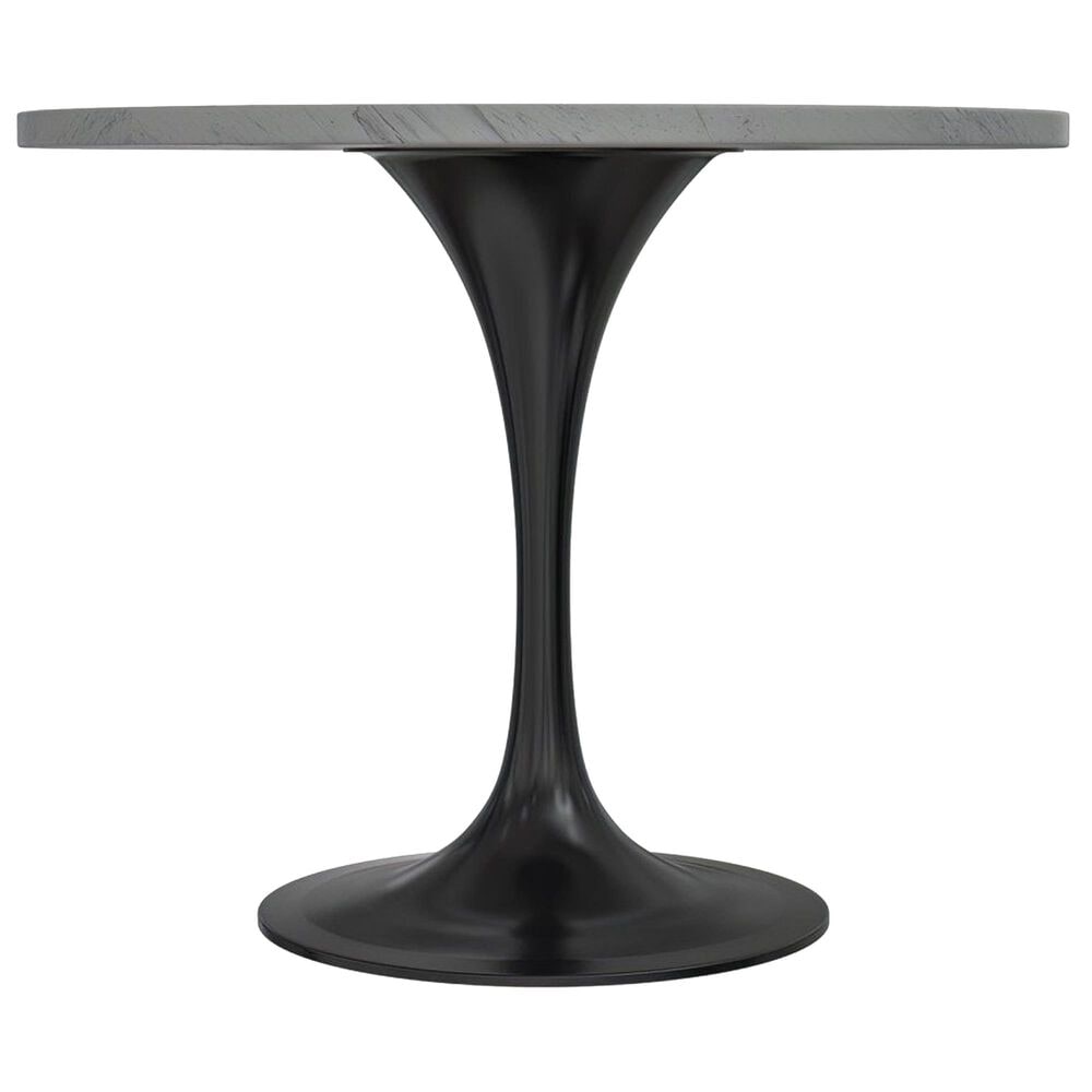 Leisuremod LeisureMod Verve Collection 36 Round Dining Table, Black Base with Laminated White Marbleized Top, , large