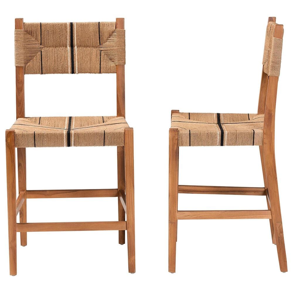 Baxton Studio Prita Counter Stool in Brown and Natural (Set of 2), , large