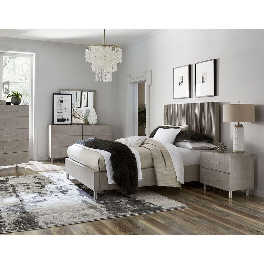 Urban Home Argento Queen Platform Bed in Misty Grey and Stainless Steel, , large