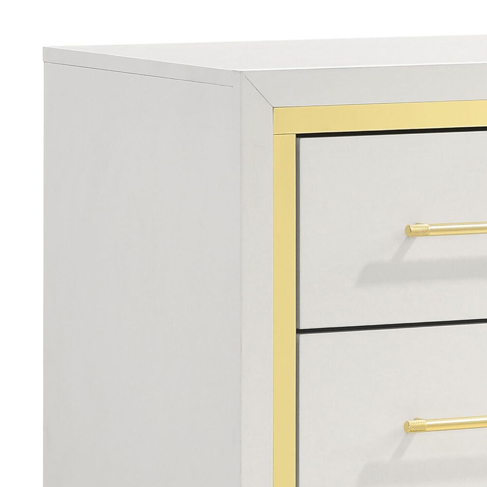 Pacific Landing Lucia 2-Drawer Nightstand in Bright White and Gold, , large