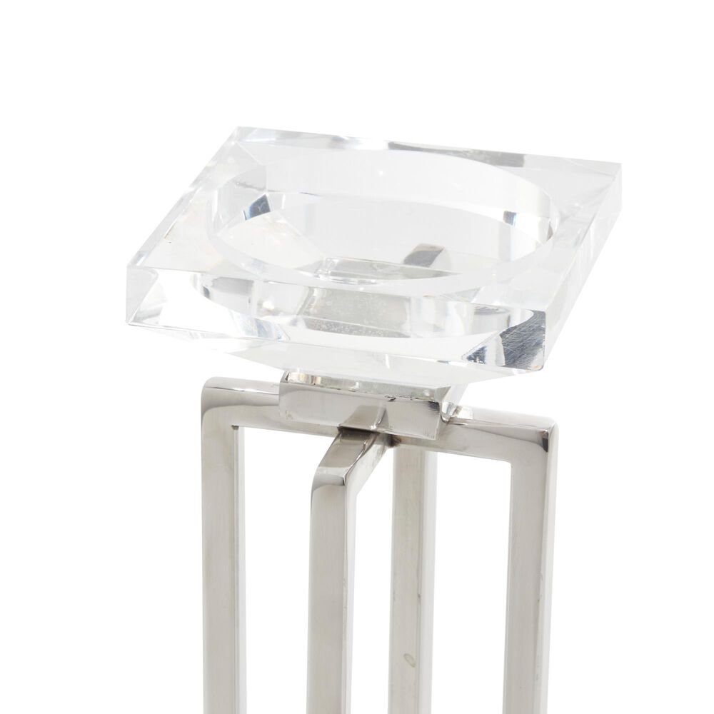 Maple and Jade 13&quot; Glam Candle Holder with Rectangular Frame in Silver &#40;Set of 2&#41;, , large